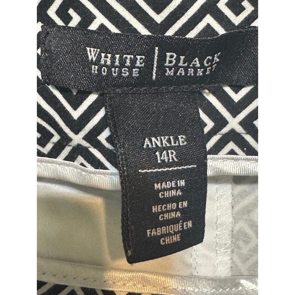 White House Black Market Cropped Geometric Pants Black White Women’s 14R - Picture 9 of 11
